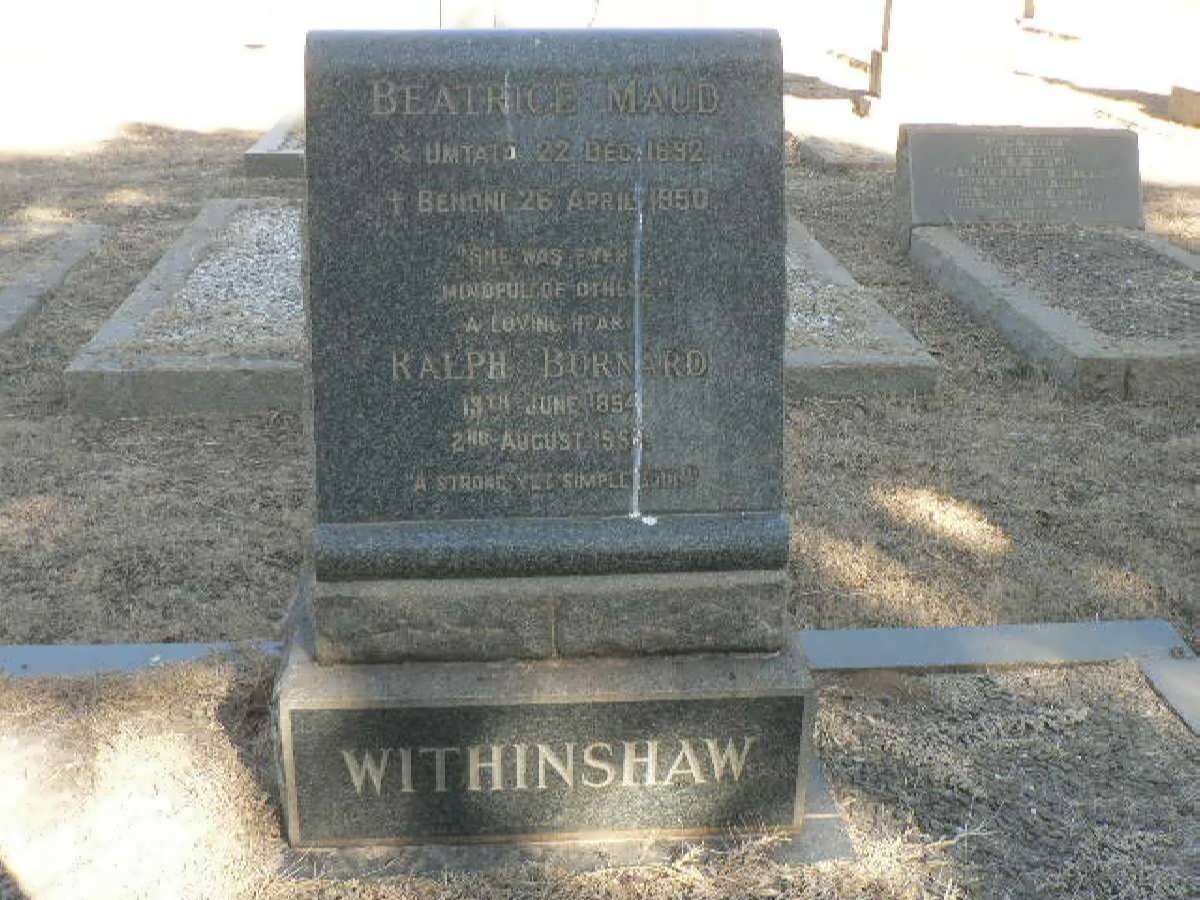 WITHINSHAW Ralph Burnard &amp; Beatrice Maud 1892-1950