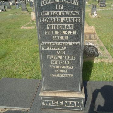 WISEMAN Edward James -1931 &amp; Olive Marie -1967