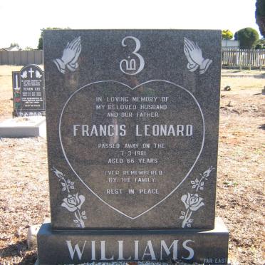 WILLIAMS Francis Leonard -1981