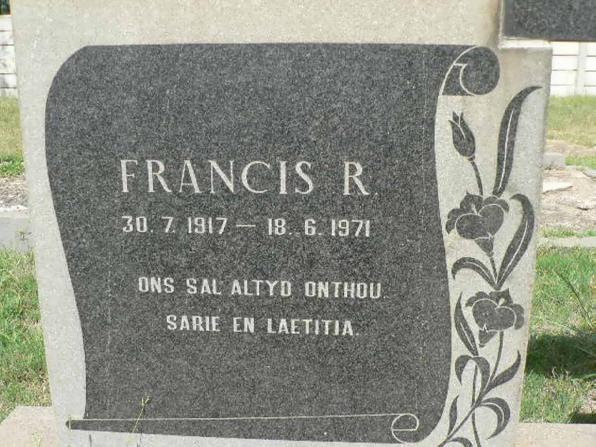 WOLHUTER Francis R. 1917-1971 :: WOLHUTER Susarah 1925-2001