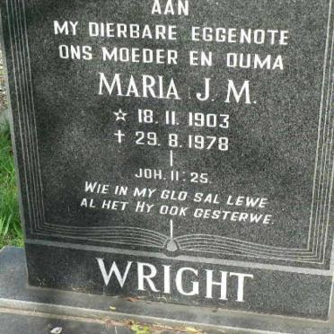 WRIGHT Maria J.M. 1903-1978