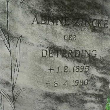 ZINCKE Aenne nee DETERDING 1895-1980