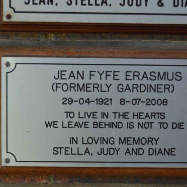 ERASMUS Jean Fyfe formerly Gardiner 1921-2008