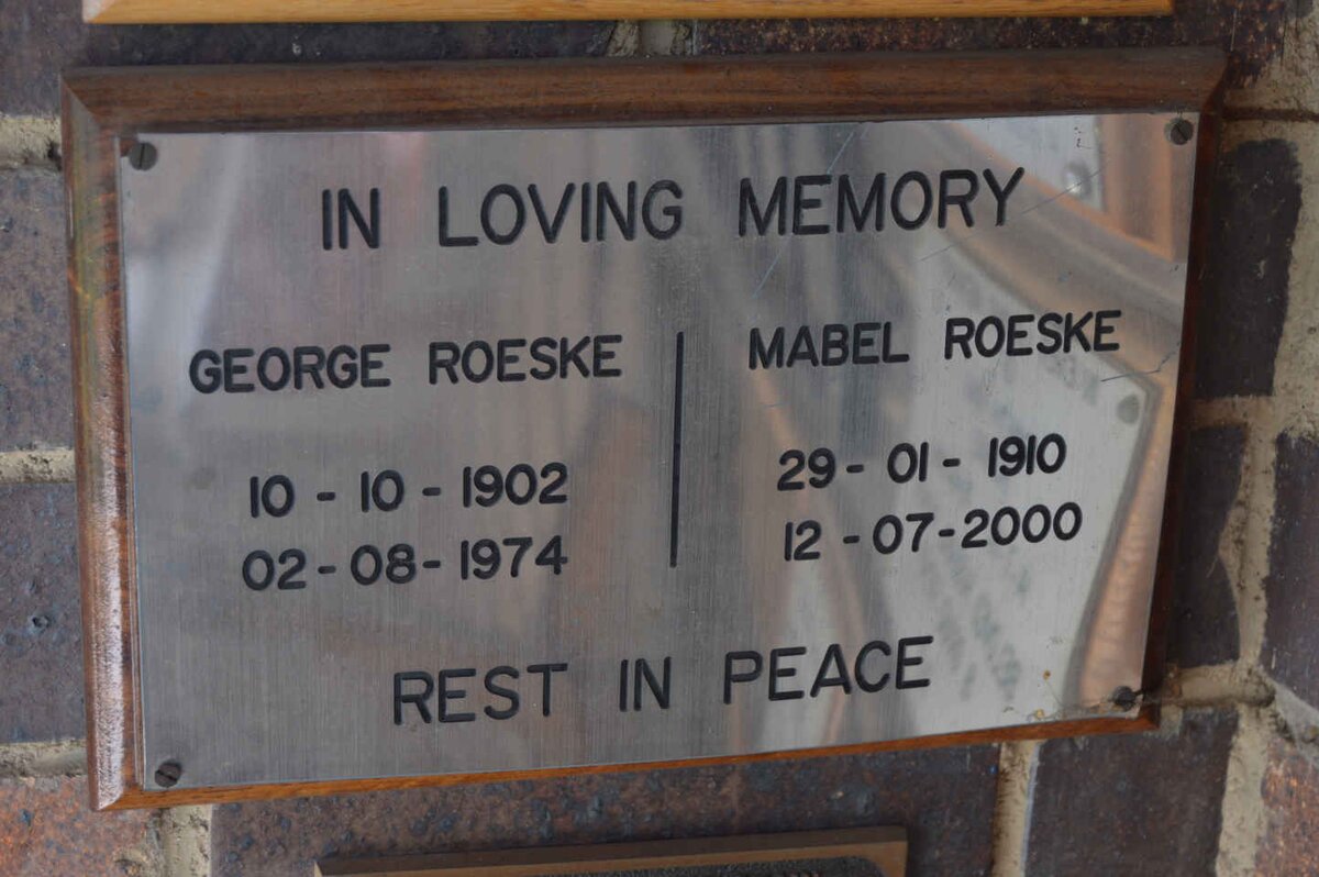 ROESKE George 1902-1974 &amp; Mabel 1910-2000