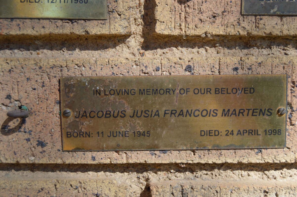 MARTENS Jacobus Jusia Francois 1945-1998