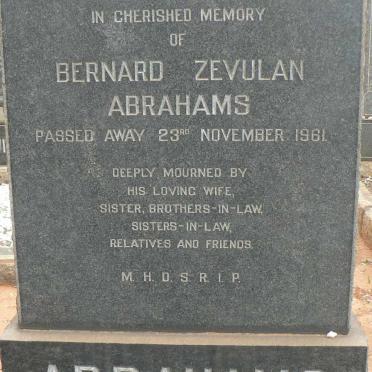 ABRAHAMS Bernard Zevulan -1961