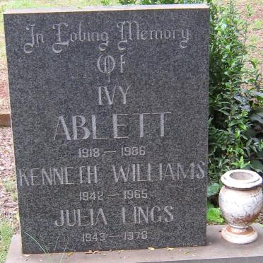 ABLETT Ivy 1918-1986 :: WILLIAMS Kenneth 1942-1965 :: LINGS Julia 1943-1978