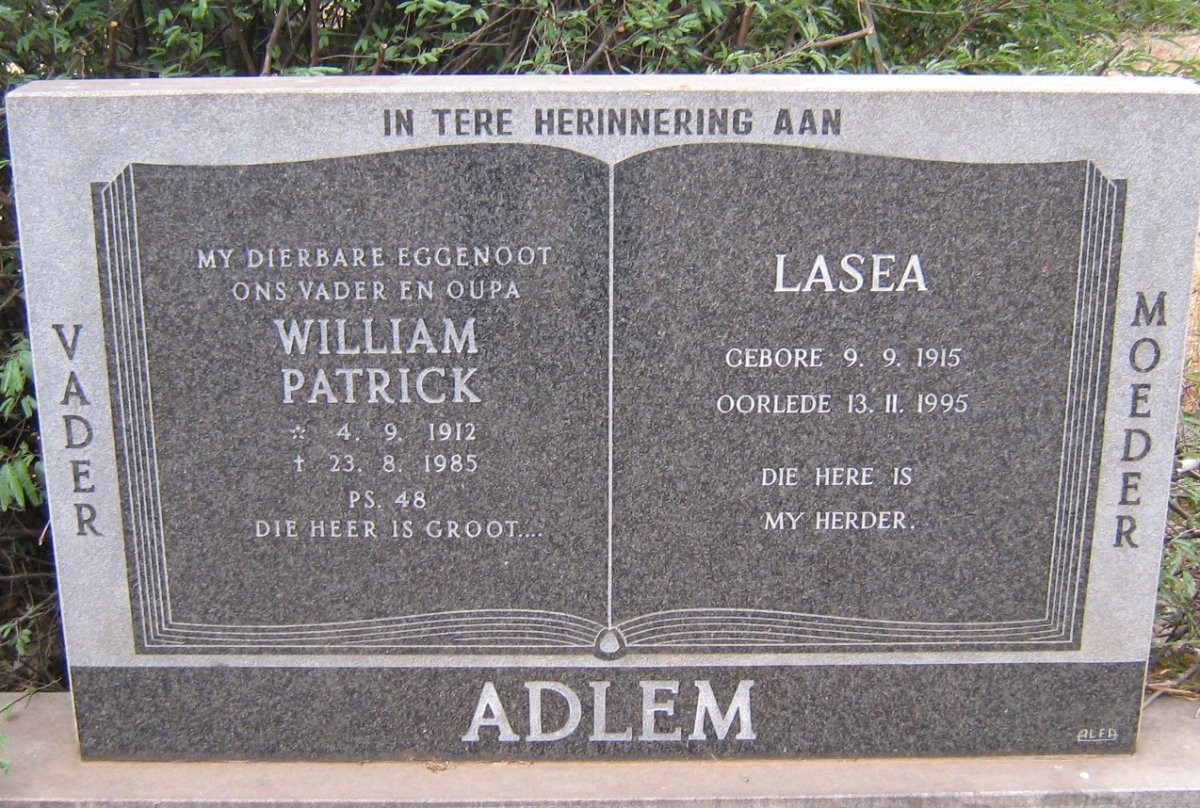 ADLEM William Patrick 1912-1985 &amp; Lasea 1915-1995