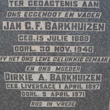 BARKHUIZEN Jan G.F. 1888-1940 &amp; Dirkie A. LIVERSAGE 1897-1971