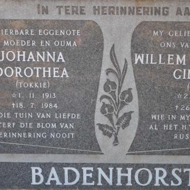 BADENHORST Willem Jacobus Gideon 1906-1993 &amp; Johanna Dorothea 1913-1984