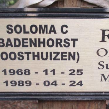 BADENHORST Soloma C. nee OOSTHUIZEN 1968-1989