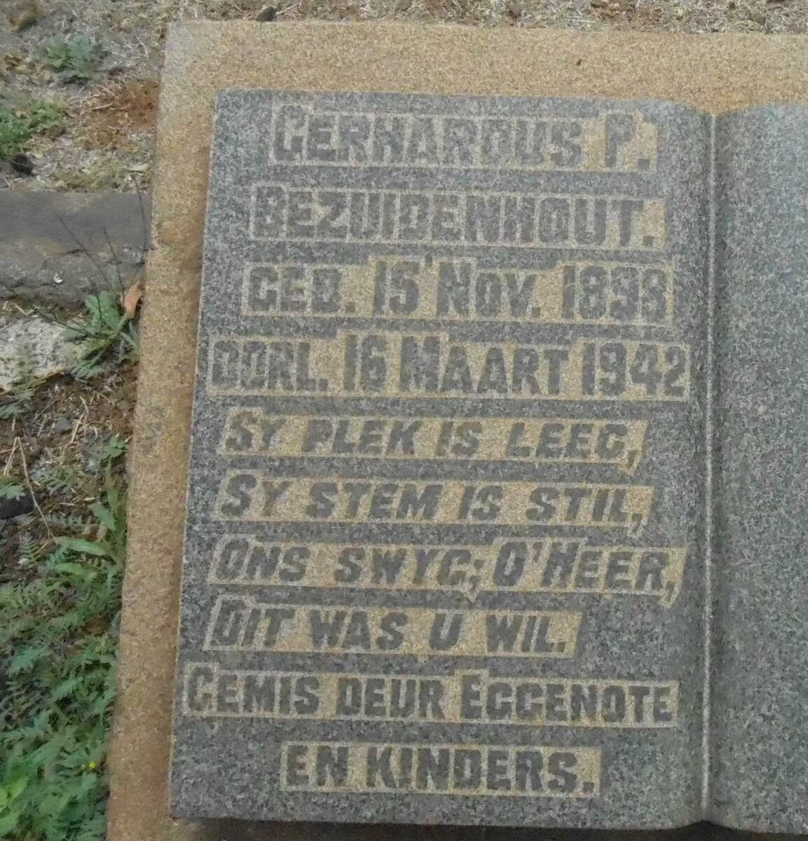 BEZUIDENHOUT Gerhardus P. 1898-1942