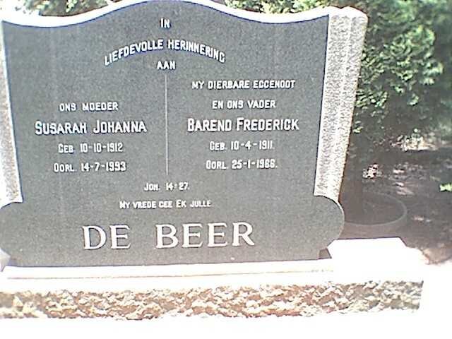 BEER Barend Frederick, de 1911-1966 &amp; Susarah Johanna 1912-1993