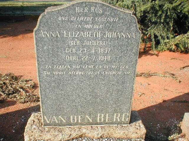 BERG Anna Elizabeth Johanna, van den nee JOUBERT 1897-1948