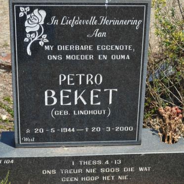 BEKET Petro nee LINDHOUT 1944-2000