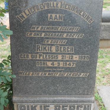 BERGH Rikie nee DU PLESSIS 1920-1947