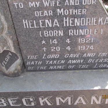 BECKMANN Helena Hendrieka nee RUNDLE 1921-1974