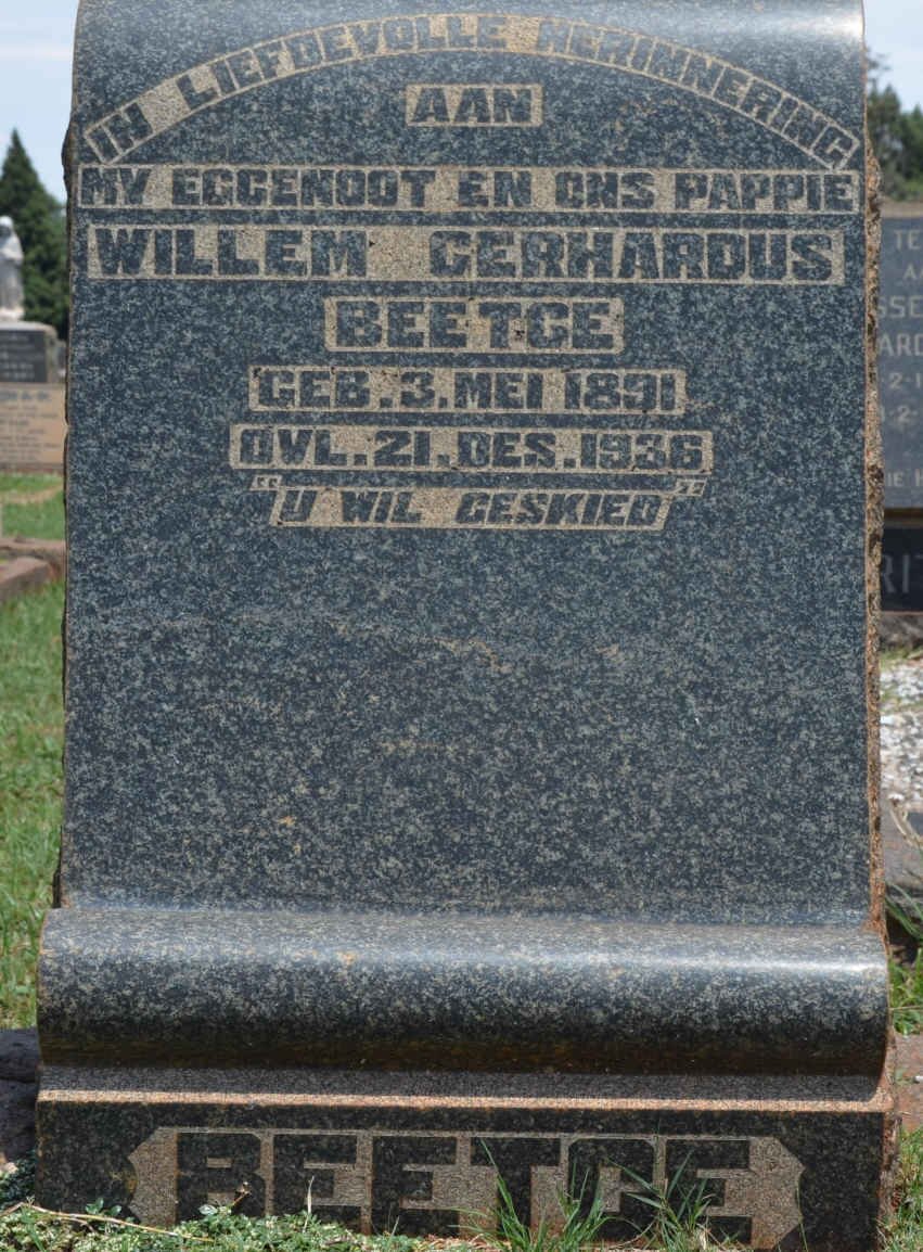 BEETGE Willem Gerhardus 1891-1936