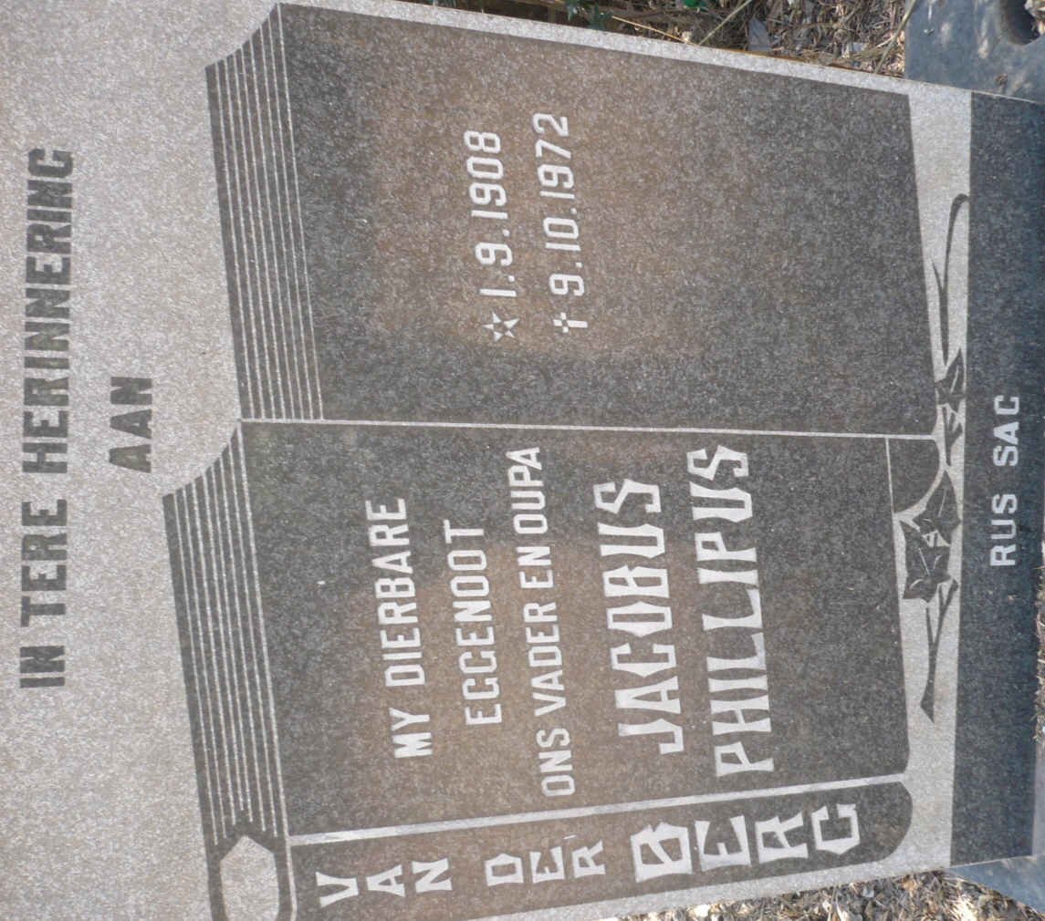 BERG Jacobus Phillipus, van der 1908-1972