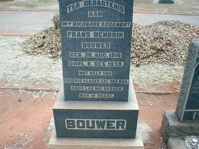 BOUWER Frans Hendrik 1916-1939