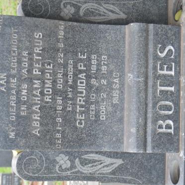 BOTES Abraham Petrus 1891-1961 &amp; Getruida P.E. 1895-1973