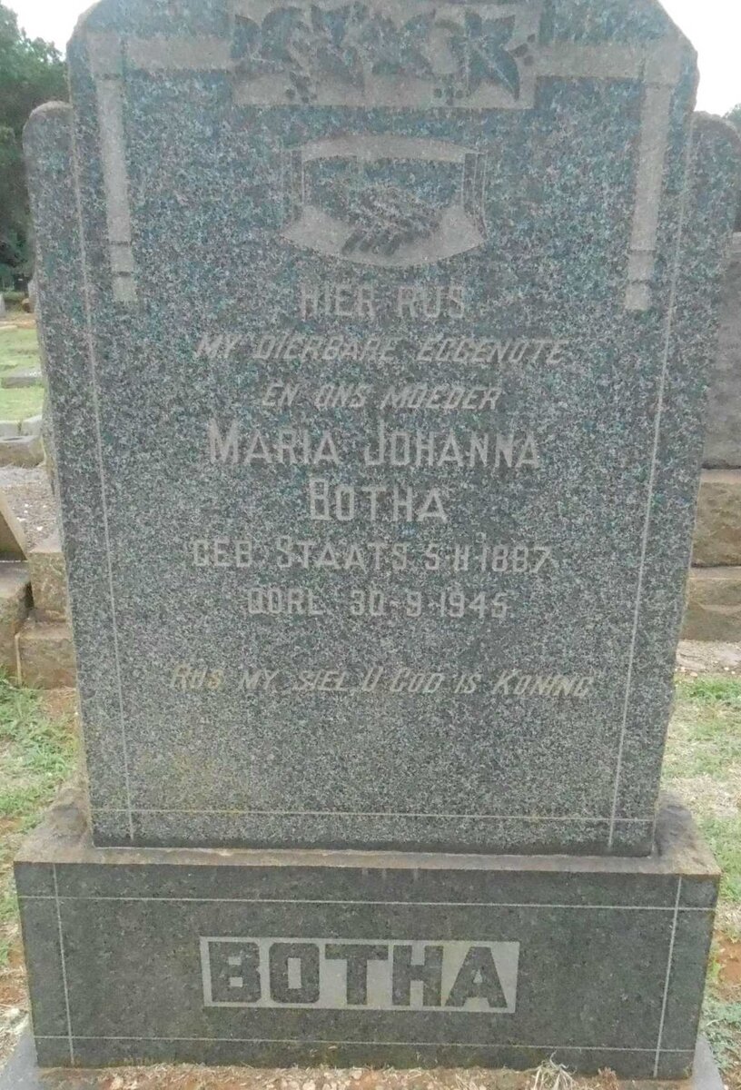 BOTHA Maria Johanna nee STAATS 1887-1945