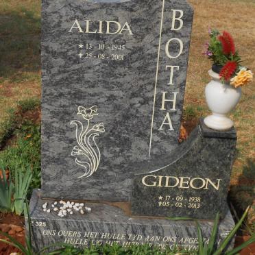 BOTHA Gideon 1938-2013 &amp; Alida 1945-2001