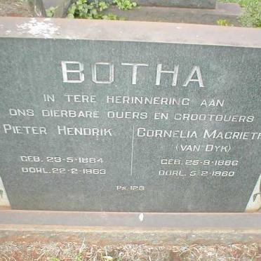 BOTHA Pieter Hendrik 1884-1963 &amp; Cornelia Magrietha VAN DYK 1886-1960