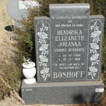 BOSHOFF Hendrika Elizabeth Johanna nee DERCKSEN 1908-1996