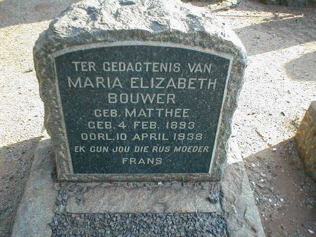 BOUWER Maria Elizabeth nee MATTHEE 1893-1938