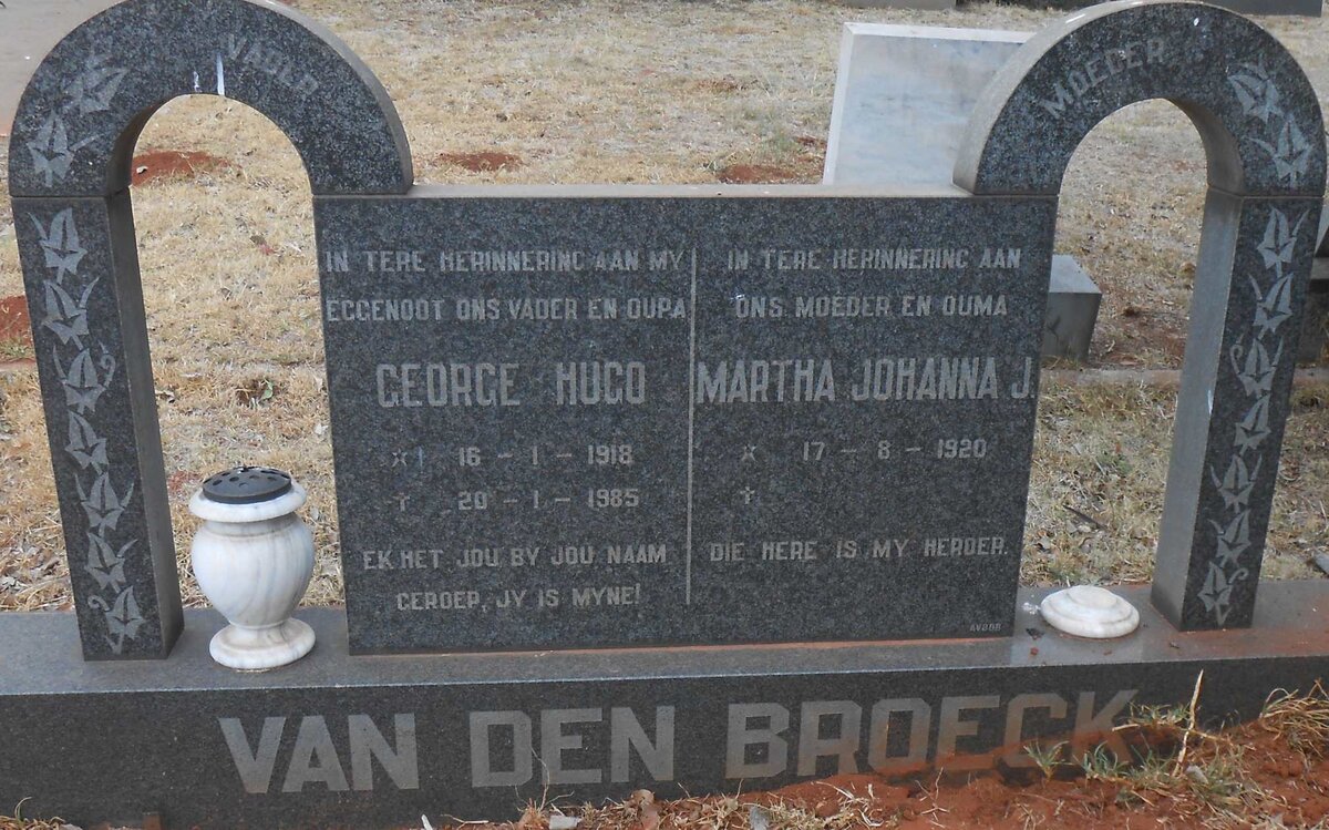 BROECK George Hugo, van den 1918-1985 &amp; Martha Johanna J. 1920-