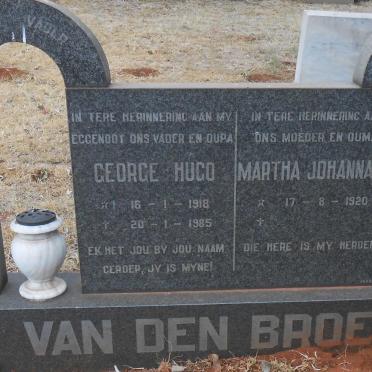 BROECK George Hugo, van den 1918-1985 &amp; Martha Johanna J. 1920-