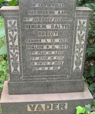 BREEDT Hendrik Baltis 1893-1957