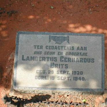 BRITS Lambertus Gerhardus 1920-1940