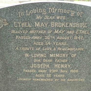 BROKENSHIRE Joseph Henry -1968 &amp; Ethel May -1942
