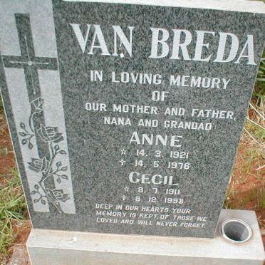 BREDA Cecil, van 1911-1998 &amp; Anne 1921-1976