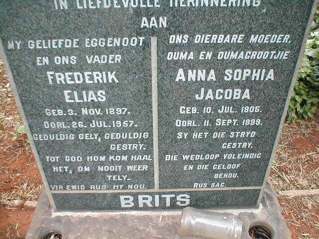 BRITS Frederik Elias 1897-1957 &amp; Anna Sophia Jacoba 1905-1999