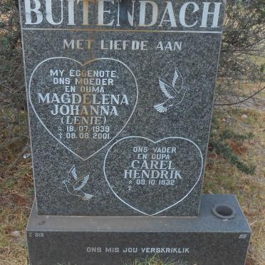 BUITENDACH Carel Hendrik 1932- &amp; Magdelena Johanna 1939-2001