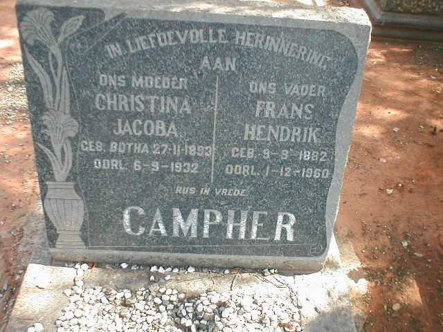 CAMPHER Frans Hendrik 1882-1960 &amp; Christina Jacoba 1893-1932