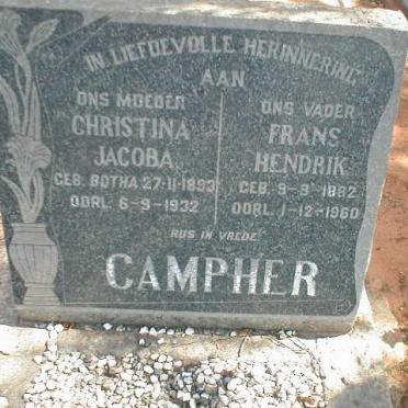 CAMPHER Frans Hendrik 1882-1960 &amp; Christina Jacoba 1893-1932