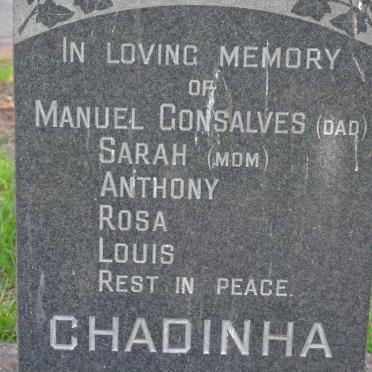 CHADINHA Manuel Gonsalves &amp; Sarah :: CHADINHA Anthony :: CHADINHA Rosa :: CHADINHA Louis