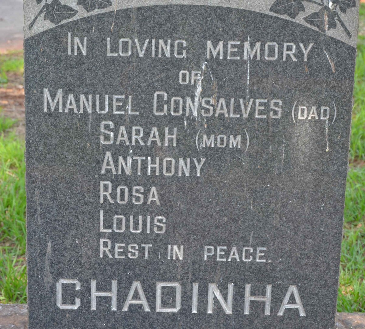 CHADINHA Manuel Gonsalves &amp; Sarah :: CHADINHA Anthony :: CHADINHA Rosa :: CHADINHA Louis