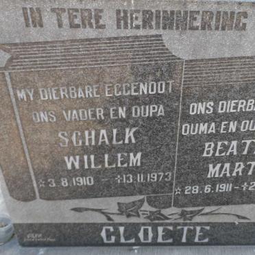 CLOETE Schalk Willem 1910-1973 &amp; Beatrice Martha 1911-2001