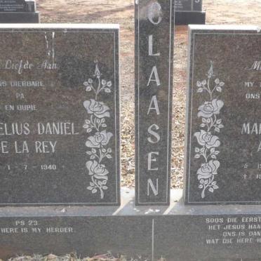 CLAASEN Cornelius Daniel de la Rey 1940- &amp; Margeretha Aletta 1944-2001
