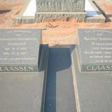CLAASSEN Johannes Theodorus 1878-1947 &amp; Hester Salomina PIENAAR 1883-1954