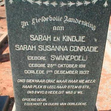 CONRADIE Sarah Susan nee SWANEPOEL 1911-1937 :: CONRADIE ? -1937