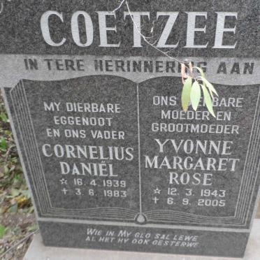 COETZEE Cornelius Daniël 1939-1983 &amp; Yvonne Margaret Rose 1943-2005