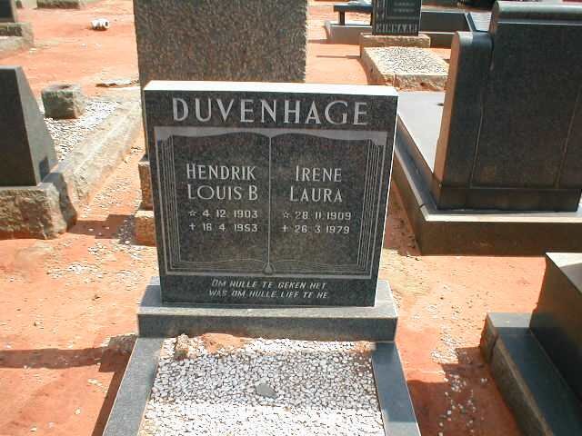 DUVENHAGE Hendrik Louis B. 1903-1953 &amp; Irene Laura 1909-1979