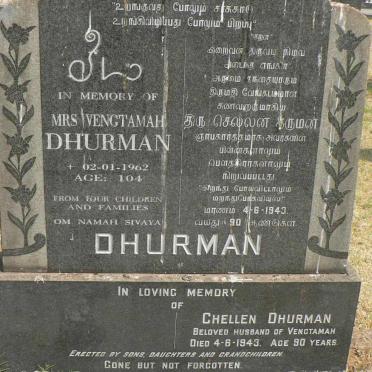 DHURMAN Chellen -1943 &amp; Vengtamah -1962