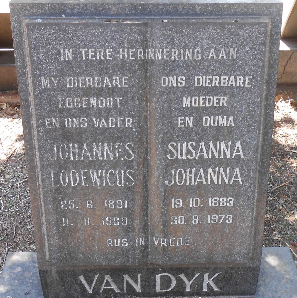 DYK Johannes Lodewicus, van 1891-1969 &amp; Susanna Johanna 1883-1973